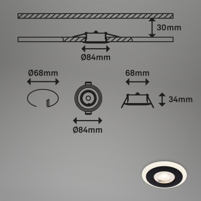 Ndriçues Briloner LED 8,4 cm, 3x LED, 5W, 460 lm, i zi