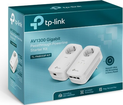 Adapter powerline TP-Link AV1300 TL-PA8033P KIT, 1300 Mbps, 3x Gigabit, i bardhë