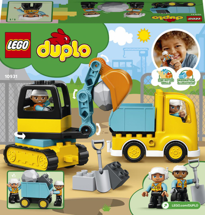 Set lodrash LEGO Duplo Truck and Crawler Excavator 10931, ndërtim, për fëmijë 2+
