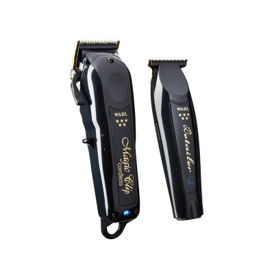 Set makinerish flokësh Wahl Barber Combo Cordless, profesional, pa kabllo, i zi