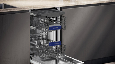 Lavastovilje e integruar Siemens iQ300 SR43ES25ME, 45cm, 44dB, inoks