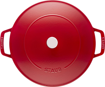 Tigan i thellë me kapak Staub 40511-474-0, 28 cm, gize, i kuq