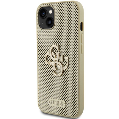 Futrollë Guess GUHCP15SPSP4LGD për iPhone 15 6.1", Perforated 4G Glitter, ngjyrë gold