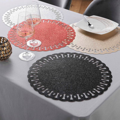 Nënpjatë Douceur d’intérieur Round Glitter, Ø 38 cm, plastike PVC, e zezë
