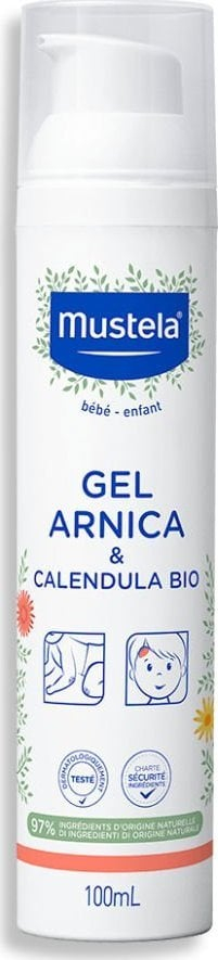 Xhel ftohës Mustela Baby Organic me arnika dhe calendula, për qetësim, 100 ml
