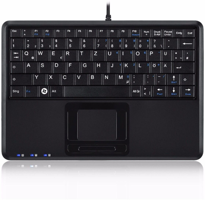 Tastierë Perixx PERIBOARD-510H Plus, me kabllo USB, touchpad i integruar, layout UK, e zezë