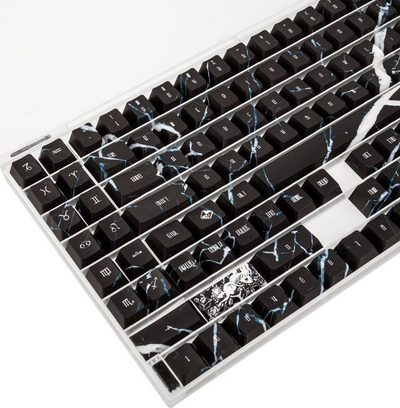 Set keycaps Traitors Tartarus TRDTAR109UK, 109 taste PBT, ISO UK, e zezë me dizajn mermeri