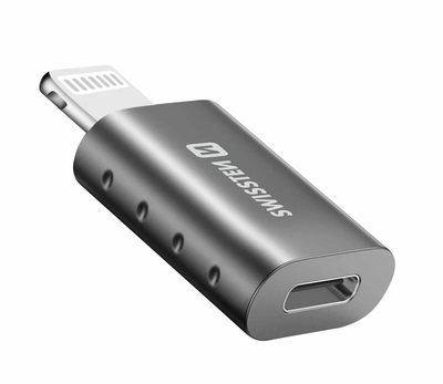 Adapter Swissten Lightning në USB-C, i hirtë