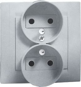 Gniazdo podwojne Simon 15 z uziemieniem 16A aluminium (1591456-026)