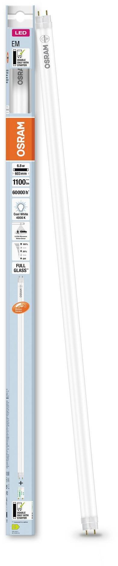 Tub LED OSRAM T8 EM me sensor lëvizje 600mm, 6.8W, 4000K, i bardhë