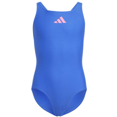 Детски костим за капење adidas Kids Solid Small Logo, материјал отпорен на хлор, сина