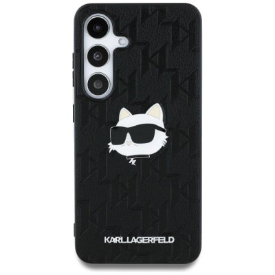 Kllëf telefoni Karl Lagerfeld Choupette për Samsung Galaxy S25, lëkurë eko, i zi