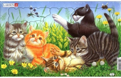 Puzzle për fëmijë Larsen Sweet Kittens, 10 pjesë, karton i trashë, shumëngjyrësh