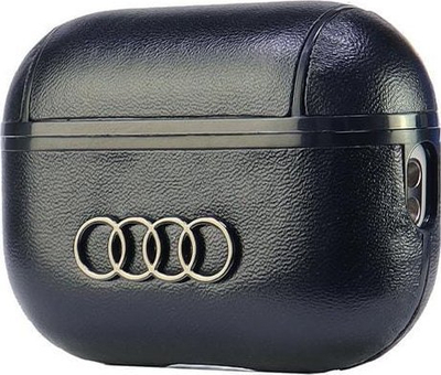 Kover mbrojtës Audi me lëkurë, logo e madhe, për AirPods Pro 2, lëkurë, i zi
