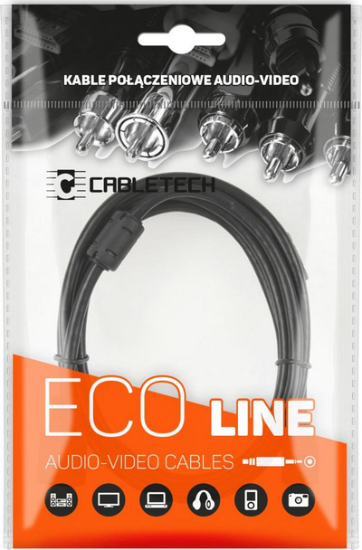 Kabllo audio Cabletech Eco Line, 1xRCA, 0.5m, e zezë