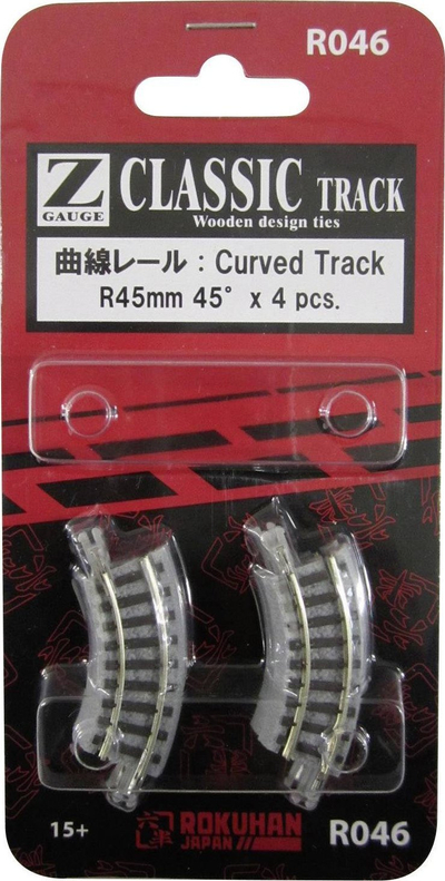 Shina të harkuara Rokuhan R046, shkalla Z, rreze 45 mm 45°, komplet me 4 copa