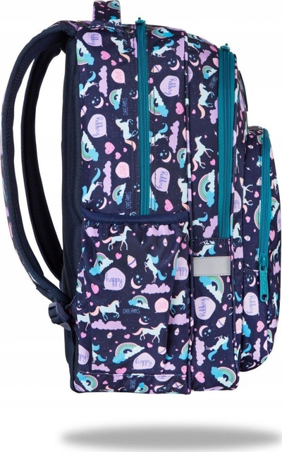 Çantë shpine CoolPack Happy Unicorn, 3 ndarje, xhep laptopi, shumëngjyrëshe