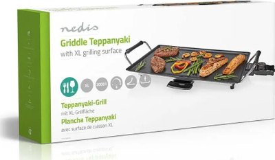 Grill elektrik tavoline Nedis Teppanyaki, 47.5cm x 26.5cm, me veshje jo ngjitëse, ngjyrë e zezë