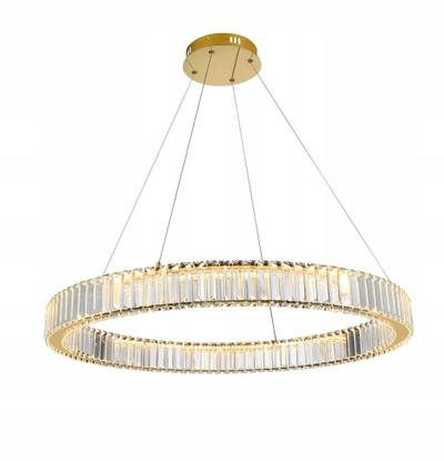 Llambadar Azzardo Spark LED Pendant 80 DIMM GO, 72W, 80cm, ngjyrë ari me kristale transparente