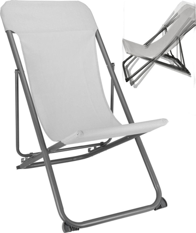 Shezllon palosës Koopman Folding Steel Textilene, çelik, deri 110 kg, gri