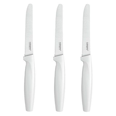 Set thika Fiskars 1015988, për tryezë, 3 copë, bardhë