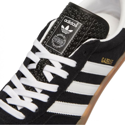 Atlete Adidas Originals Gazelle Indoor, lëkurë zamsh, shollë gome e tejdukshme, të zeza