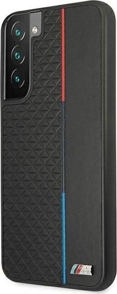 Mbrojtëse telefoni BMW Triangles Tricolor për Samsung Galaxy S22 Plus, silikon, e zezë