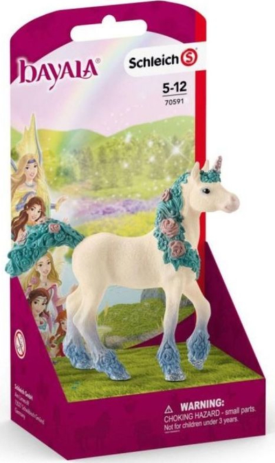 Figurë loje Schleich Blossom Unicorn Foal 70591 BAYALA, plastikë, për kalamajt 5-12 vjeç, e bardhë