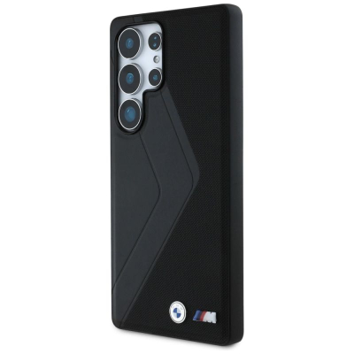 Kapak telefoni BMW Leather Oversized MagSafe, për Samsung Galaxy S25 Ultra, lëkurë natyrale, e zezë