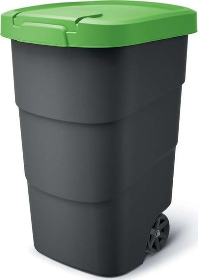 Kontejner mbeturinash Keden Wheeler Segregation Bin 90L, plastik, me rrota, antracit me kapak të gjelbër