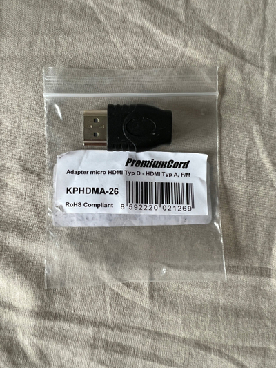 Adapter HDMI PremiumCord, micro HDMI Type D femër në HDMI Type A mashkull, i zi