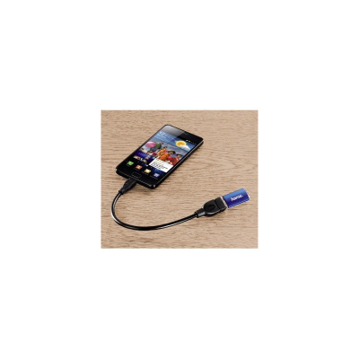 Kabllo Hama USB 2.0 OTG, mikro plug - A socket, e zezë, 0.15m