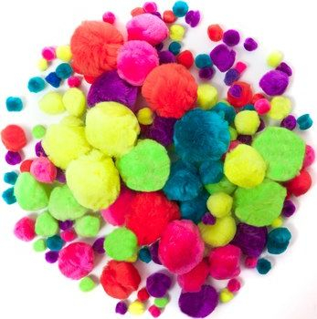 Set pomponë akrilik Neon Mix, 156 copë, shumëngjyrëshe