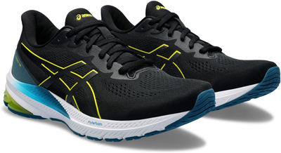 Патики за трчање Asics GT 1000 12 за мажи, амортизација FlyteFoam, гумен ѓон, црни