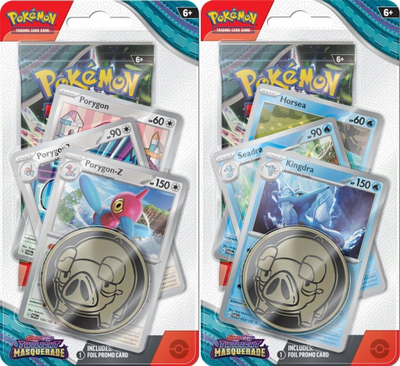 Set letra Pokémon TCG Scarlet & Violet Twilight Masquerade, Premium Checklane Blister, kuti 12, shumëngjyrësh