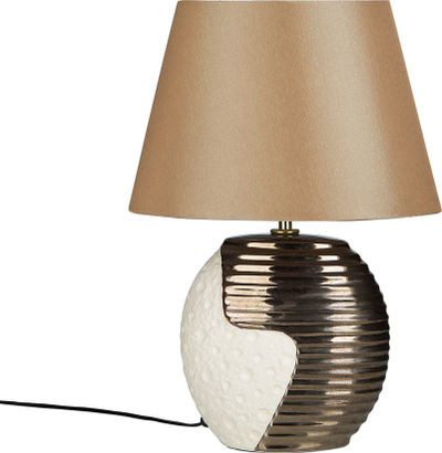 Lampë tavoline ESLA Porcelain, bazë porcelani, abazhur bezhë