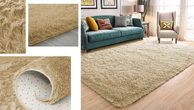 Tapet Thick Soft Plush Shaggy Rug, 60x90 cm, CappuccinoCamel