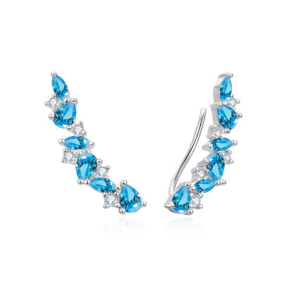 Vathë gjatësorë Beneto AGUP3299LB, argjend i rodiumuar, zirkon blu