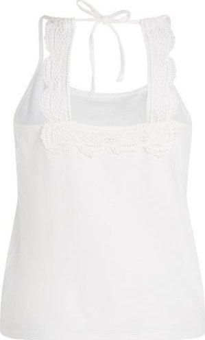 Bluzë maicë O'Neill Essentials Ava Lace Tank, pambuk, me dantellë, e bardhë