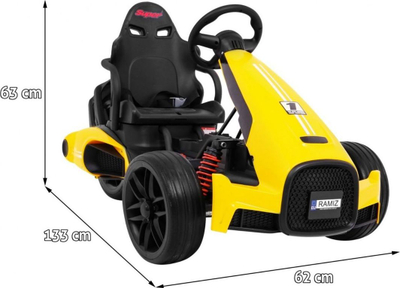 Go-kart elektrik për fëmijë Ramiz Bolid XR-1, bateri 12V, deri 35 kg, i verdhë
