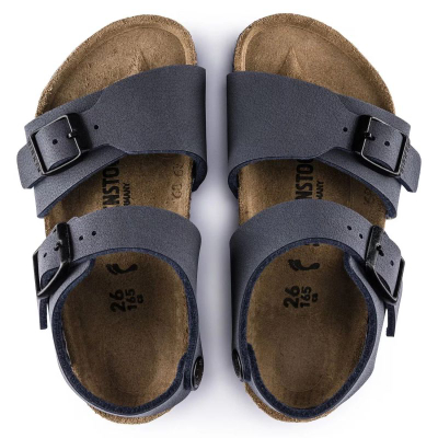 Sandale për kalamaj Birkenstock New York BS Jr, shollë anatomike, Birko Flor nubuck, bezhë