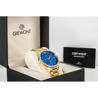Orë burrash Giewont GW6310 B5, kronograf, xham safir, gold blue