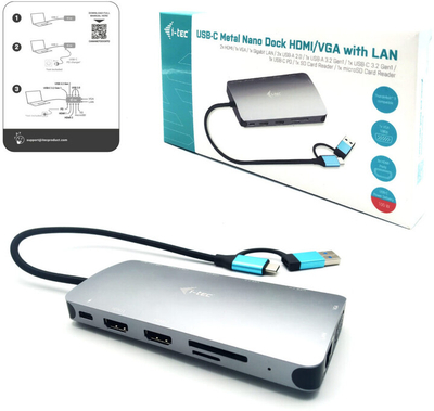 Докинг станица i-tec USB 3.0/USB-C/Thunderbolt 3, 3x Display, LAN, PD 100W