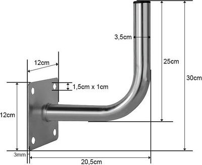 Mbajtëse antene Opticum 21 cm, për antena tokësore edhe satelitore, çelik i galvanizuar, gri metal