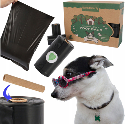 Qese higjiene për qen Dog, 360 copë, biodegraduese, të zeza