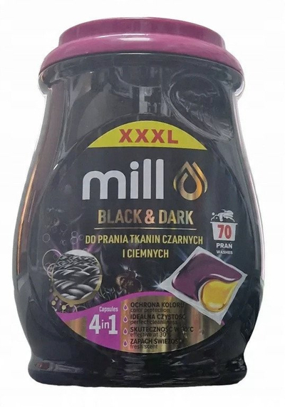 Kapsula larëse Mill Black and Dark, për rroba të zeza dhe të errëta, 70 copë