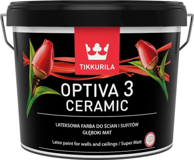 Bojë murale Tikkurila Optiva 3 Ceramic Matt Base A, latex akrilike, 0.9L, e bardhë