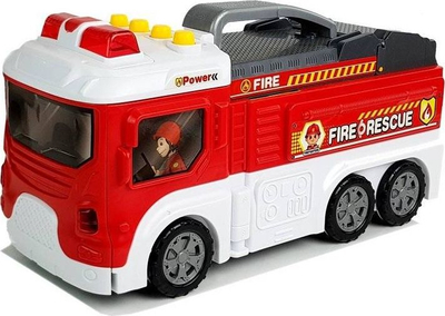Lodër kamion zjarrfikës Powerex Foldable Parking Fire Brigade Base, pistë parkimi, drita edhe zhurma, i kuq me të bardhë