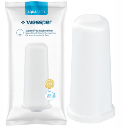 Филтер за вода за апарат за кафе Wessper AquaSago, замена за Sage Breville SES008 BES008, 2 парчиња, бел