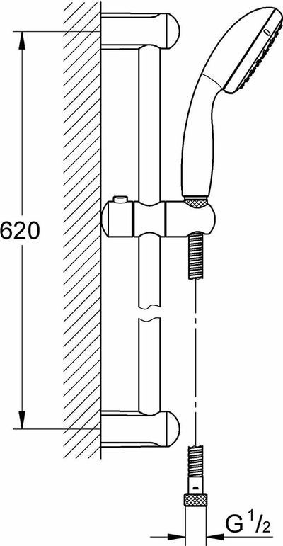 Set dushi Grohe Tempesta 100 27853001, shufër 60 cm, krom